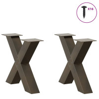 Produktbild för Soffbordsben X-formade 2 st naturstål 60x(42-43) cm stål