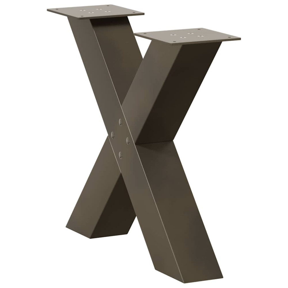 Produktbild för Soffbordsben X-formade 2 st naturstål 60x(42-43) cm stål