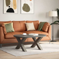 Produktbild för Soffbordsben X-formade 2 st naturstål 70x(42-43) cm stål