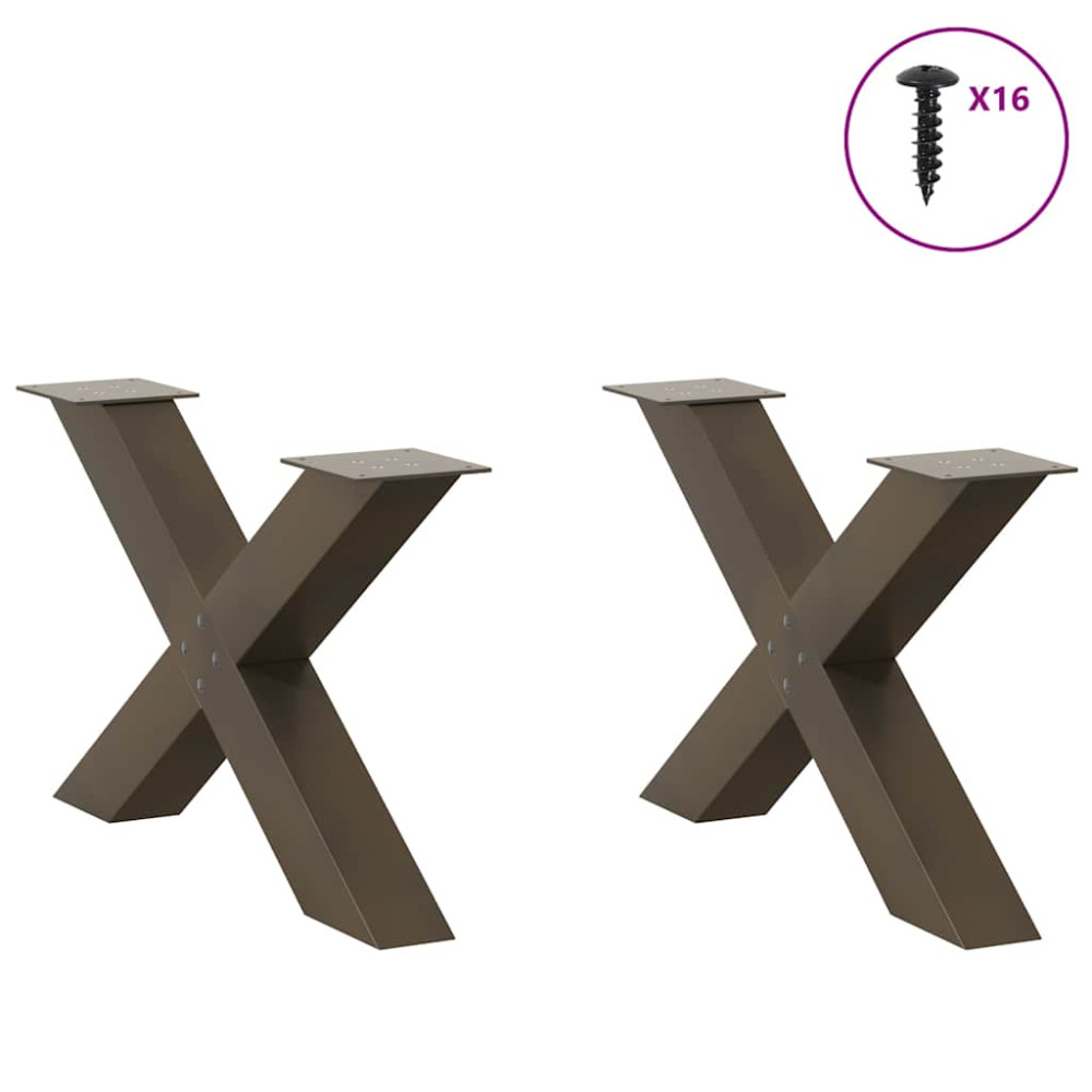 Produktbild för Soffbordsben X-formade 2 st naturstål 70x(42-43) cm stål
