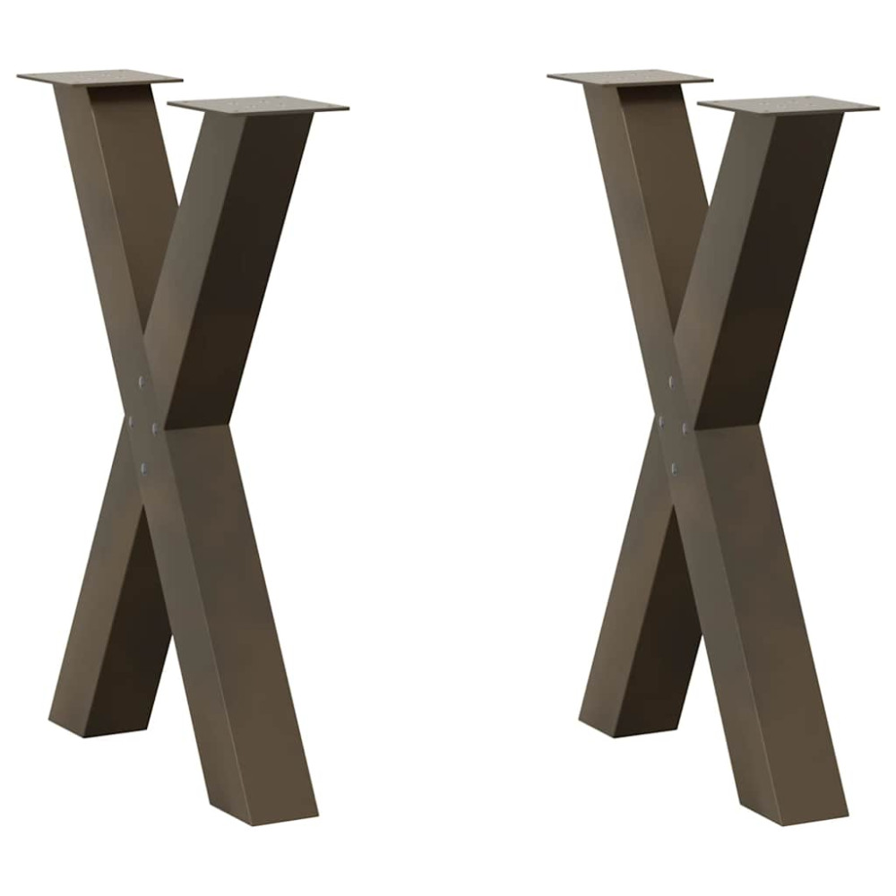 Produktbild för Matbordsben X-formade 2 st naturstål 50x(72-73) cm stål