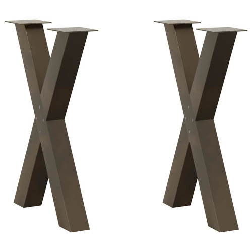 vidaXL Matbordsben X-formade 2 st naturstål 50x(72-73) cm stål