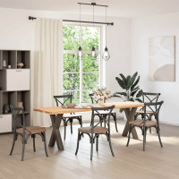 Produktbild för Matbordsben X-formade 2 st naturstål 50x(72-73) cm stål