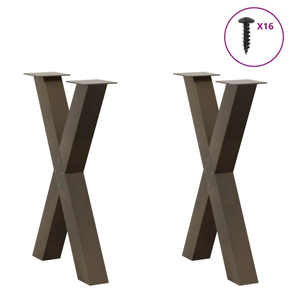 Produktbild för Matbordsben X-formade 2 st naturstål 50x(72-73) cm stål