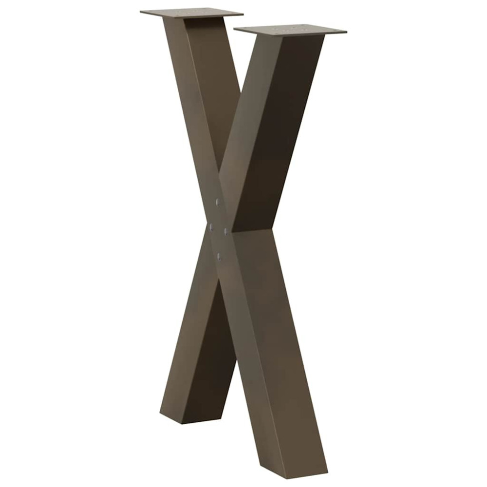 Produktbild för Matbordsben X-formade 2 st naturstål 50x(72-73) cm stål