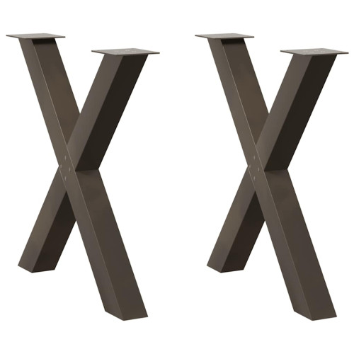 vidaXL Matbordsben X-formade 2 st naturstål 70x(72-73) cm stål