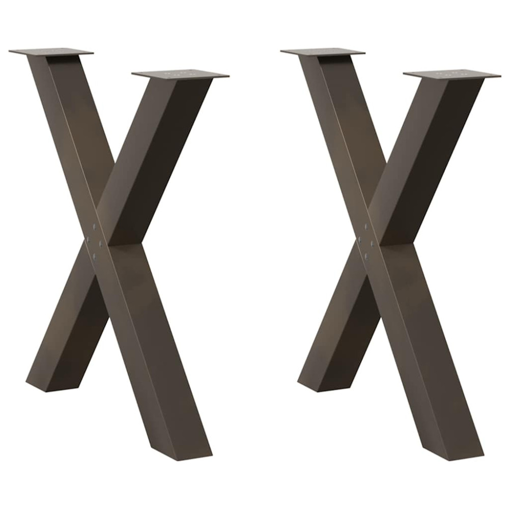 Produktbild för Matbordsben X-formade 2 st naturstål 80x(72-73) cm stål