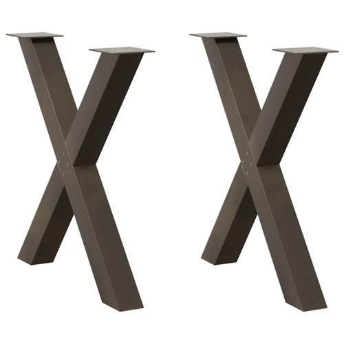 vidaXL Matbordsben X-formade 2 st naturstål 80x(72-73) cm stål