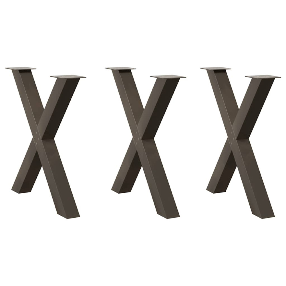 Produktbild för Matbordsben X-formade 3 st naturstål 70x(72-73) cm stål