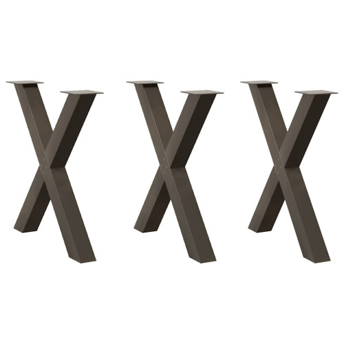 vidaXL Matbordsben X-formade 3 st naturstål 70x(72-73) cm stål