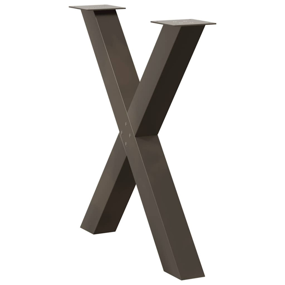 Produktbild för Matbordsben X-formade 3 st naturstål 70x(72-73) cm stål