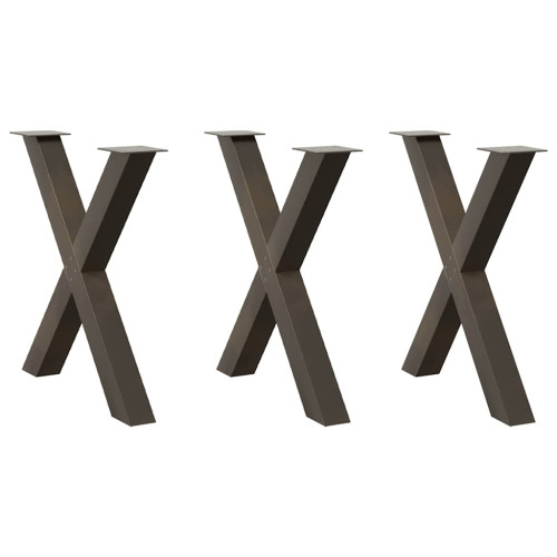 vidaXL Matbordsben X-formade 3 st naturstål 80x(72-73) cm stål