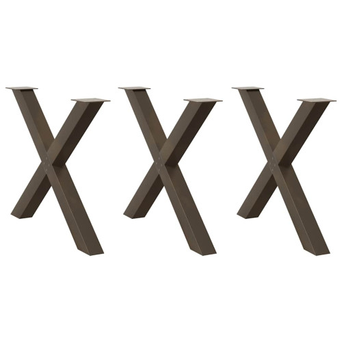 vidaXL Matbordsben X-formade 3 st naturstål 90x(72-73) cm stål
