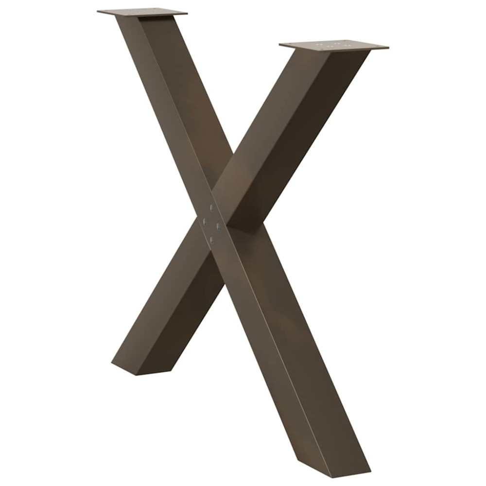 Produktbild för Matbordsben X-formade 3 st naturstål 90x(72-73) cm stål