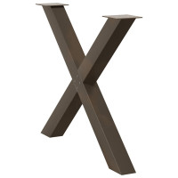 Produktbild för Matbordsben X-formade 3 st naturstål 90x(72-73) cm stål