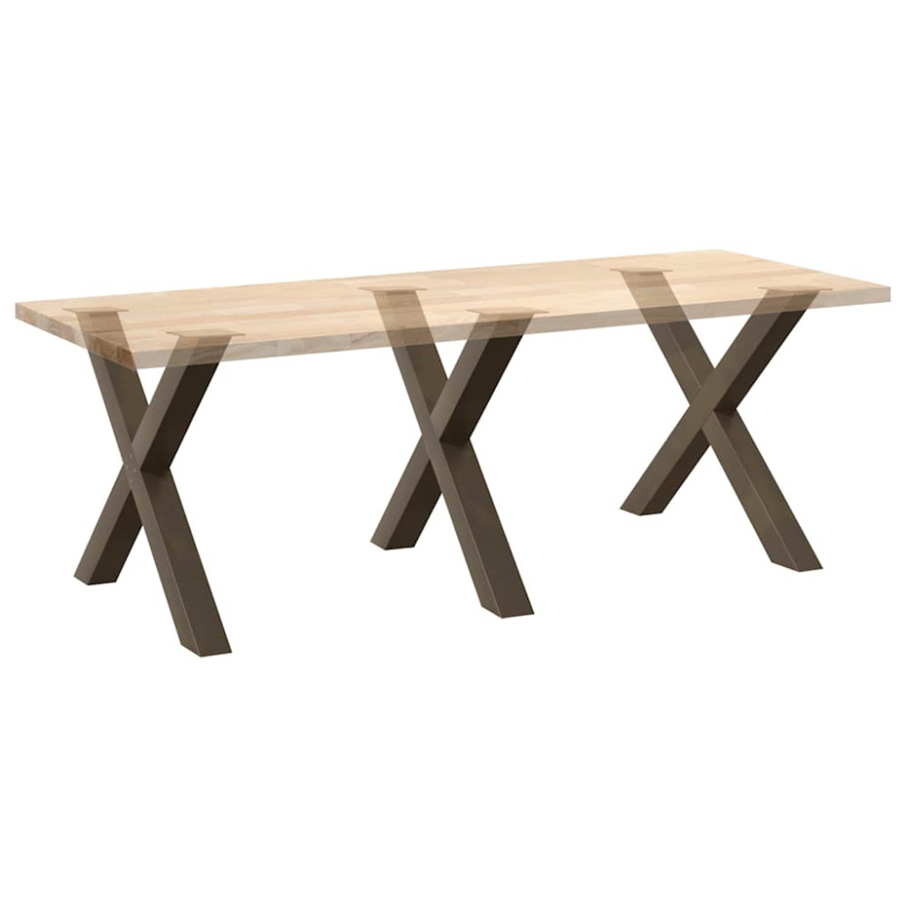 Produktbild för Matbordsben X-formade 3 st naturstål 90x(72-73) cm stål