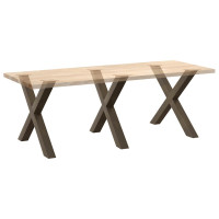 Produktbild för Matbordsben X-formade 3 st naturstål 90x(72-73) cm stål