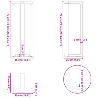 Produktbild för Konsolbordsben T-formade 2 st svarta 38x25x(72-73) cm stål