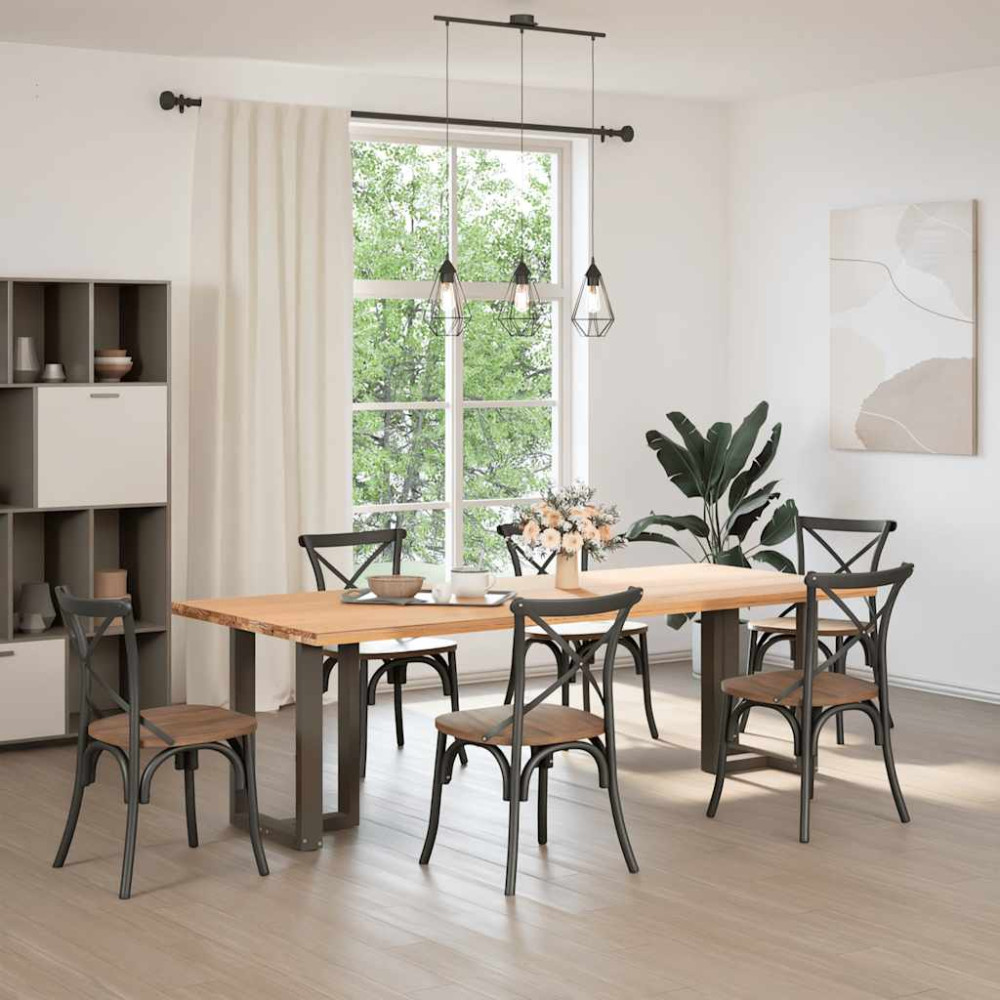 Produktbild för Matbordsben T-formade 2 st svarta 50x35x(72-73) cm stål