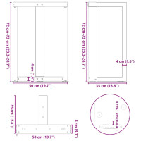 Produktbild för Matbordsben T-formade 2 st svarta 50x35x(72-73) cm stål
