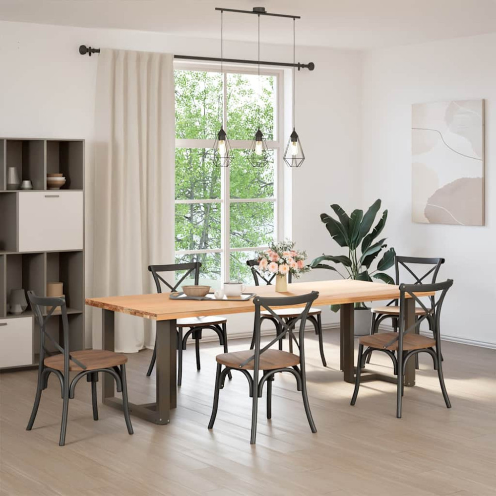 Produktbild för Matbordsben T-formade 2 st svarta 80x35x(72-73) cm stål
