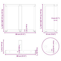 Produktbild för Matbordsben T-formade 2 st svarta 80x35x(72-73) cm stål