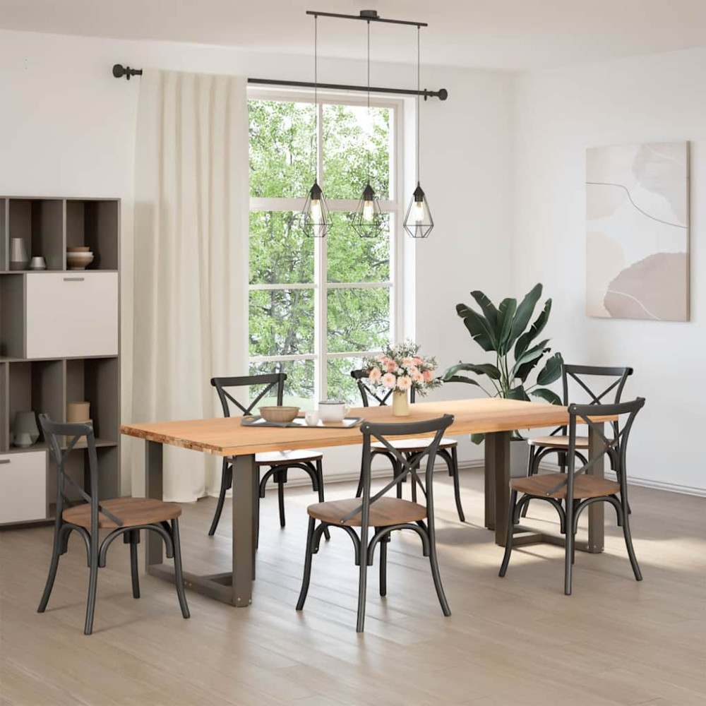 Produktbild för Matbordsben T-formade 2 st svarta 90x35x(72-73) cm stål
