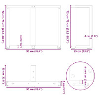 Produktbild för Matbordsben T-formade 2 st svarta 90x35x(72-73) cm stål