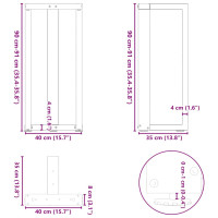 Produktbild för Barbordsben T-formade 2 st svarta 40x35x(90-91) cm stål