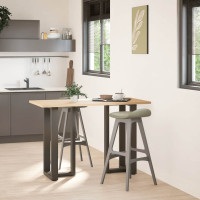 Produktbild för Barbordsben T-formade 2 st svarta 50x35x(90-91) cm stål