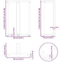 Produktbild för Barbordsben T-formade 2 st svarta 60x35x(90-91) cm stål