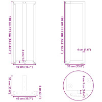 Produktbild för Barbordsben T-formade 2 st svarta 40x35x(110-111) cm stål