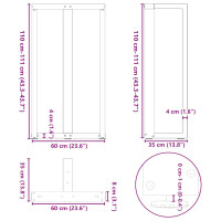 Produktbild för Barbordsben T-formade 2 st svarta 60x35x(110-111) cm stål