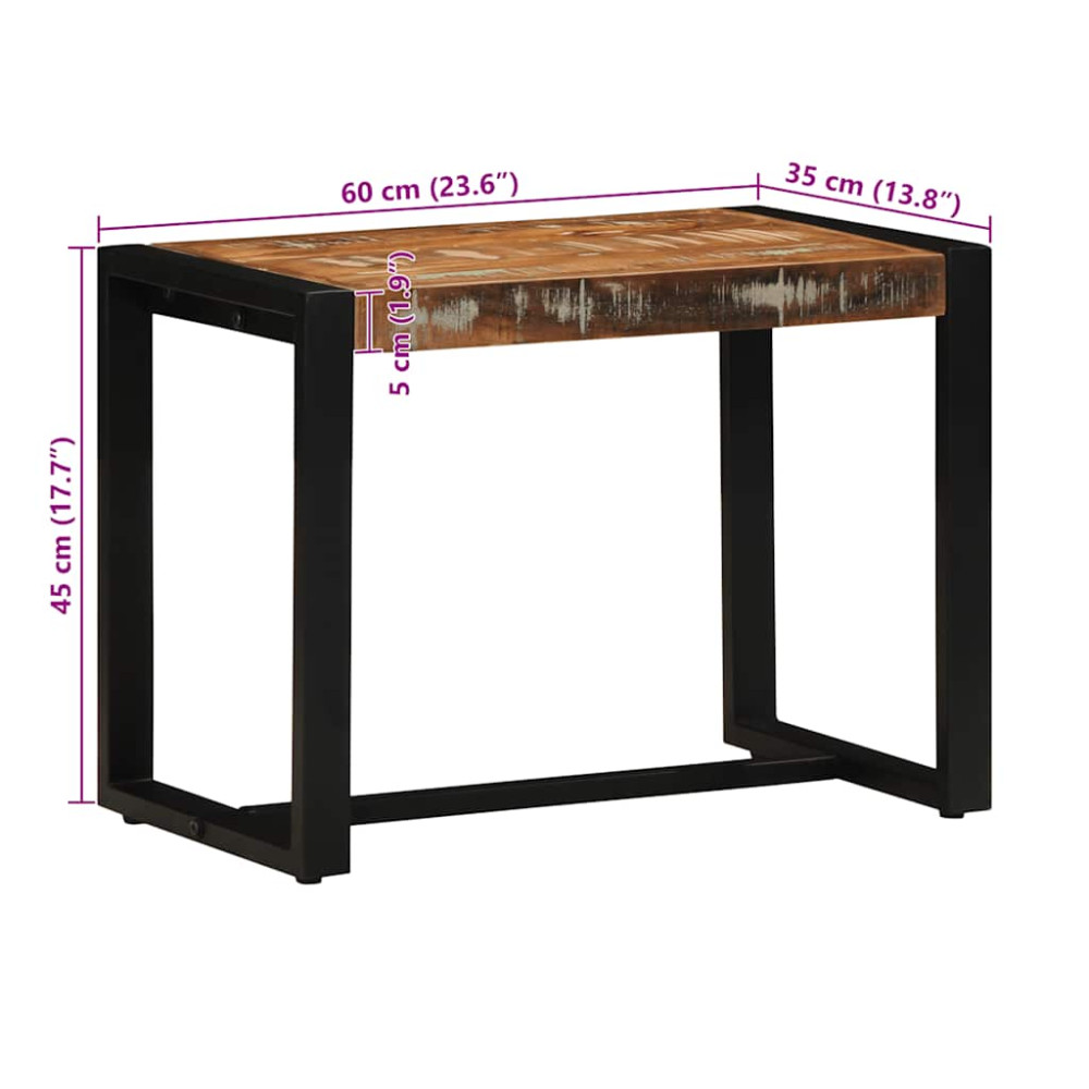 Produktbild för Bänk flerfärgad 60x35x45 cm massivt trä återvunnet