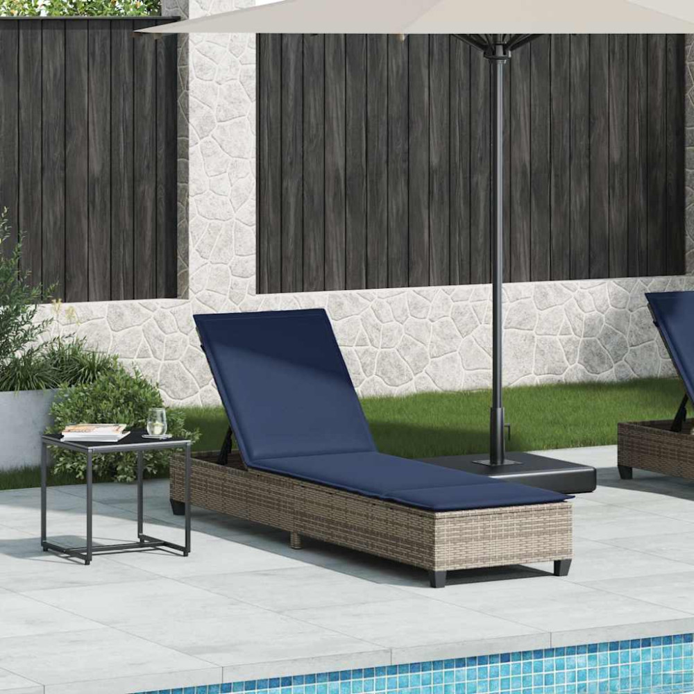 Produktbild för Solstol med dynor grå 55x200x25,5cm konstrotting