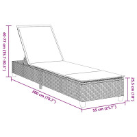 Produktbild för Solstol med dynor grå 55x200x25,5cm konstrotting