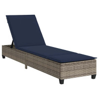 Produktbild för Solstol med dynor grå 55x200x25,5cm konstrotting