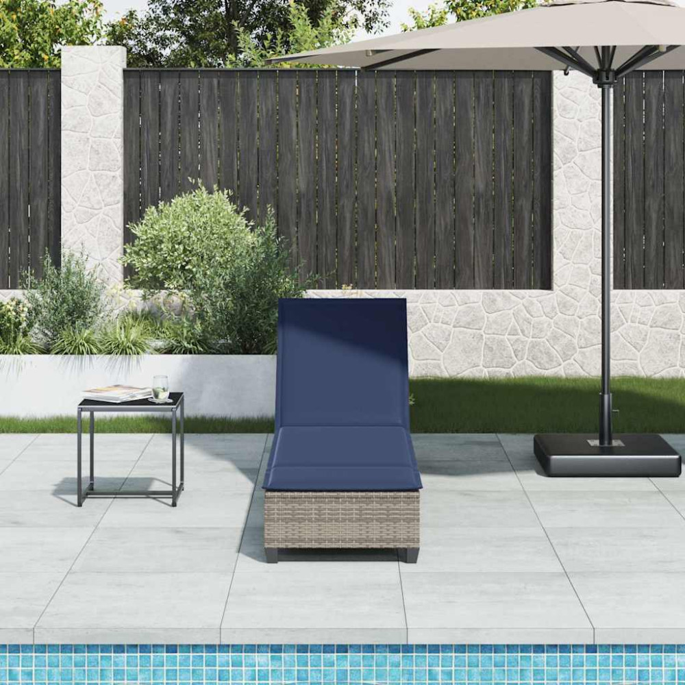 Produktbild för Solstol med dynor grå 55x200x25,5cm konstrotting