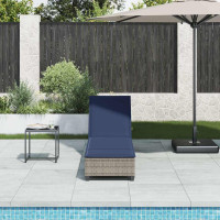 Produktbild för Solstol med dynor grå 55x200x25,5cm konstrotting