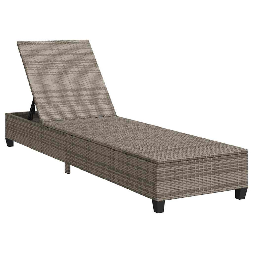 Produktbild för Solstol med dynor grå 55x200x25,5cm konstrotting