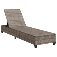 Produktbild för Solstol med dynor grå 55x200x25,5cm konstrotting