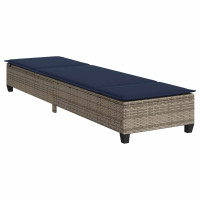 Produktbild för Solstol med dynor grå 55x200x25,5cm konstrotting