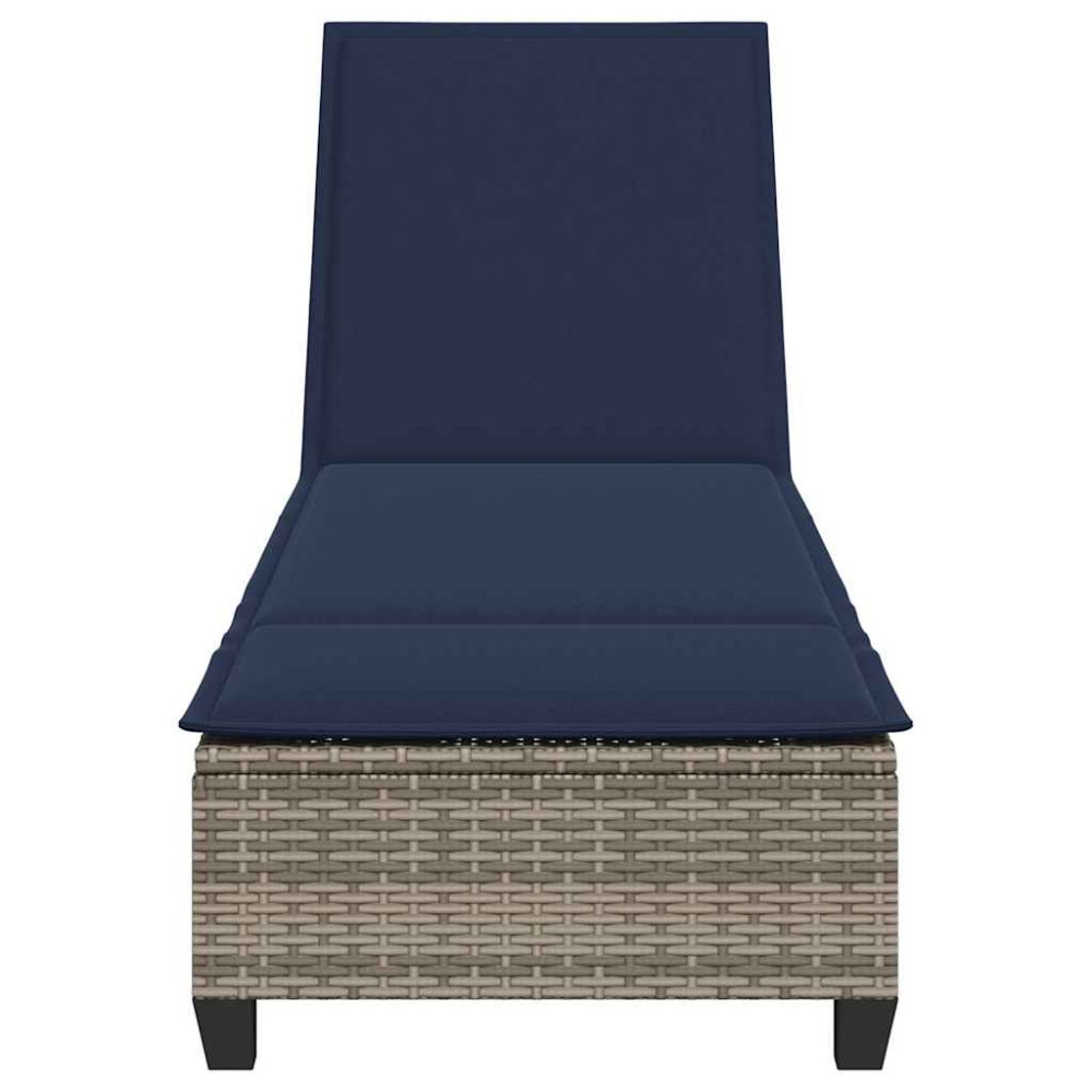 Produktbild för Solstol med dynor grå 55x200x25,5cm konstrotting