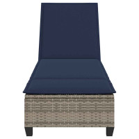 Produktbild för Solstol med dynor grå 55x200x25,5cm konstrotting