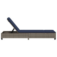 Produktbild för Solstol med dynor grå 55x200x25,5cm konstrotting