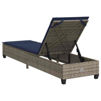 Produktbild för Solstol med dynor grå 55x200x25,5cm konstrotting