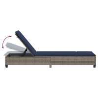 Produktbild för Solstol med dynor grå 55x200x25,5cm konstrotting