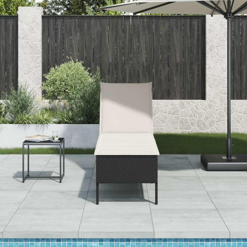vidaXL Solstol med dyna svart 55x200x44cm konstrotting