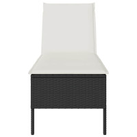 Produktbild för Solstol med dyna svart 55x200x44cm konstrotting