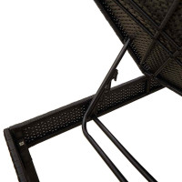 Produktbild för Solstol med dyna svart 55x200x44cm konstrotting
